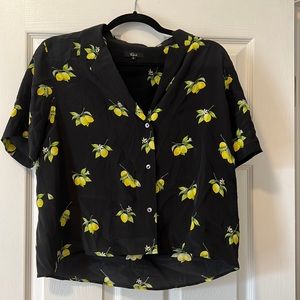Rails black lemon print button down